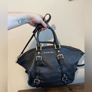 Michael Kors Black Satchel with Gold Accents